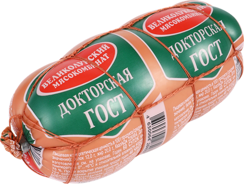 Колбаса вареная МК ВЕЛИКОЛУКСКИЙ Докторская ГОСТ в обвязке, 500г, фото