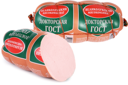 Колбаса вареная МК ВЕЛИКОЛУКСКИЙ Докторская ГОСТ в обвязке, 500г, детальное фото