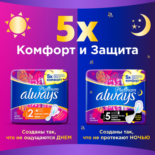 Прокладки ALWAYS Platinum Нормал Плюс, ультратонкие, с крылышками, 8шт, детальное фото