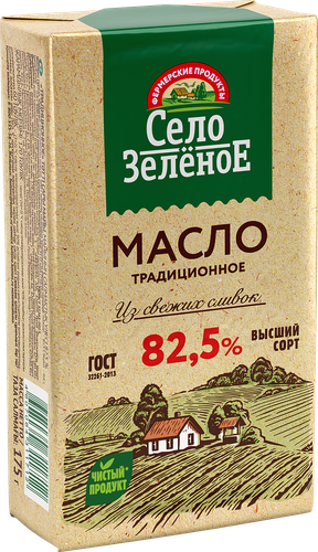 Масло сливочное СЕЛО ЗЕЛЕНОЕ 82,5%, без змж, 175г, фото