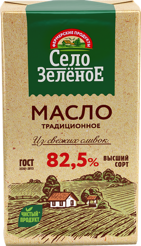 Масло сливочное СЕЛО ЗЕЛЕНОЕ 82,5%, без змж, 175г, детальное фото