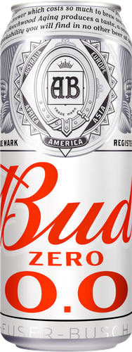 Напиток пивной светлый безалкогольный BUD светлый пастеризованный, не более 0,5%, ж/б, 0.45л, изображение