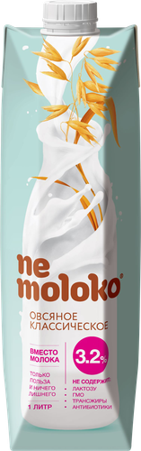 Напиток овсяный NEMOLOKO Классический, обогащенный витаминами и минеральными веществами, 1000мл, вид