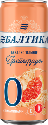 Напиток пивной безалкогольный БАЛТИКА 0 Грейпфрут ароматизированный, 0,5%, ж/б, 0.33л, вид