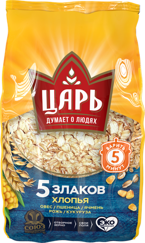 Хлопья мультизлаковые ЦАРЬ 5 злаков, 400г, вид