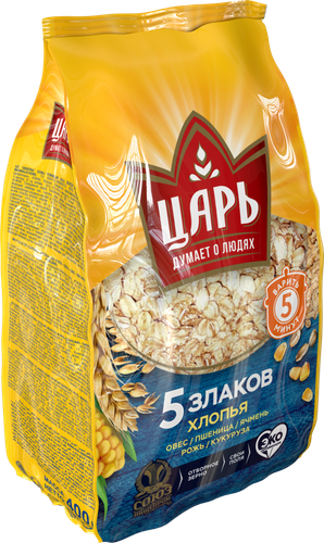 Хлопья мультизлаковые ЦАРЬ 5 злаков, 400г, крупный план