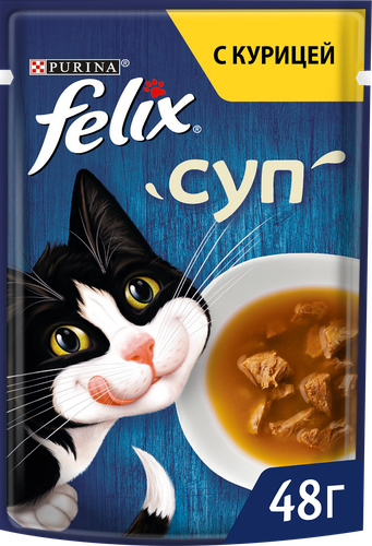 Корм влажный для взрослых кошек FELIX Суп с курицей в соусе, 48г, изображение