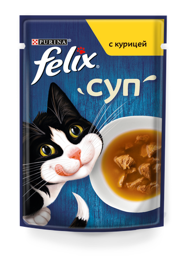Корм влажный для взрослых кошек FELIX Суп с курицей в соусе, 48г, фотография