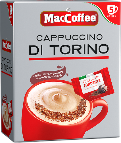 Напиток кофейный растворимый MACCOFFEE Cappuccino di Torino с шоколадной крошкой, 5пак, фото