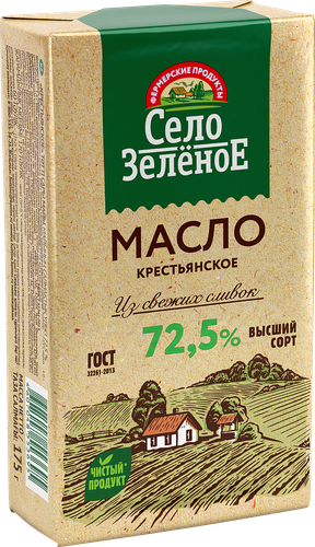 Масло сливочное СЕЛО ЗЕЛЕНОЕ 72,5%, без змж, 175г, картинка