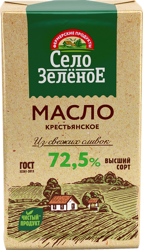 Масло сливочное СЕЛО ЗЕЛЕНОЕ 72,5%, без змж, 175г, детальное фото