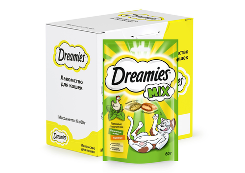 Лакомство для кошек DREAMIES Подушечки с&nbsp;мятой и курицей, 60г, фотография