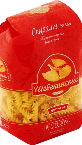 Макароны ШЕБЕКИНСКИЕ Спирали группа А, высший сорт, 450г, картинка