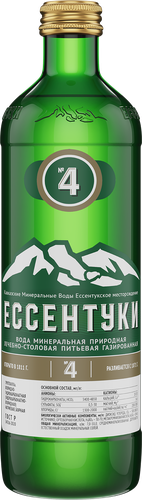 Вода минеральная ЕССЕНТУКИ №4 природная лечебно-столовая газированная, 0.45л, детальное фото