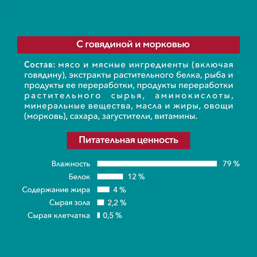 Корм влажный для взрослых кошек PURINA ONE Adult с говядиной и морковью в соусе, 75г, фотография