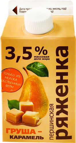 Ряженка ПЕРШИНСКОЕ Груша, карамель 3,5%, без змж, 400г, изображение