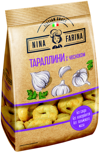 Тараллини NINA FARINA с чесноком, 180г, фотография