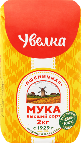 Мука пшеничная УВЕЛКА высший сорт, 2кг, крупный план