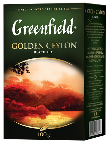 Чай черный GREENFIELD Golden Ceylon листовой, 100г, крупный план