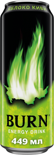 Напиток BURN Apple Kiwi сильногазированный, 0.449л, крупный план
