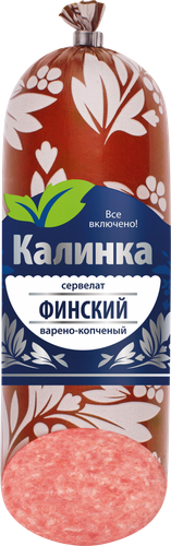 Колбаса копчено-вареная КАЛИНКА Сервелат Финский, 250г, фотография