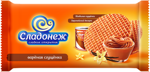 Вафли сиропные СЛАДОНЕЖ Вареная сгущенка, 240г, фото