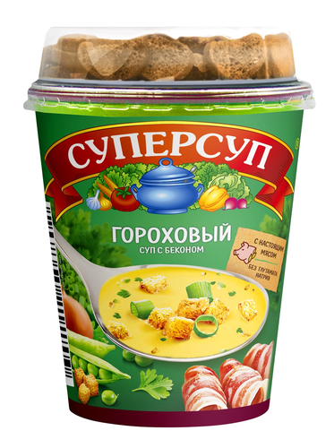 Суп СУПЕРСУП Гороховый с гренками в стакане, 45г, фотография