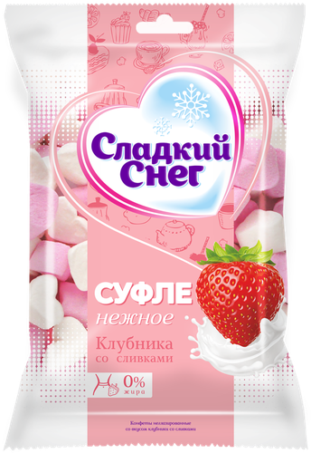 Суфле СЛАДКИЙ СНЕГ Нежное со вкусом клубники со сливками, 85г, фото
