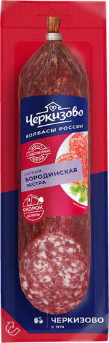 Колбаса сырокопченая ЧЕРКИЗОВО Бородинская Экстра со срезом, 200г, детальное фото
