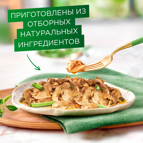 Корм консервированный для взрослых кошек ГУРМЭ Натуральные рецепты Лосось-гриль с зеленой фасолью, 75г, вид