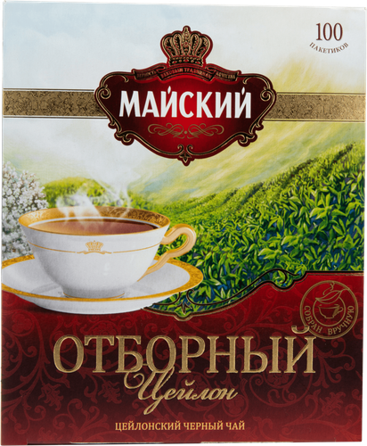 Чай черный МАЙСКИЙ Отборный Цейлонский байховый листовой, 100пак, картинка