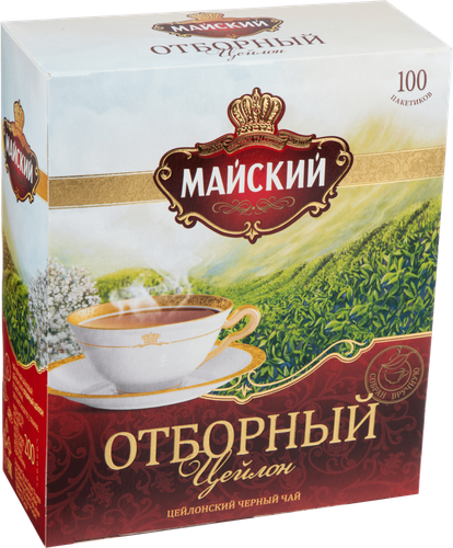 Чай черный МАЙСКИЙ Отборный Цейлонский байховый листовой, 100пак, детальное фото