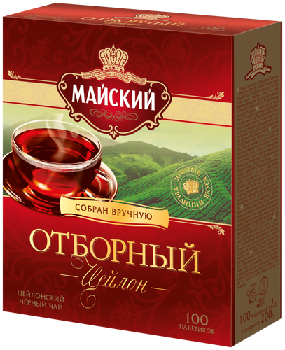 Чай черный МАЙСКИЙ Отборный Цейлонский байховый листовой, 100пак, фото