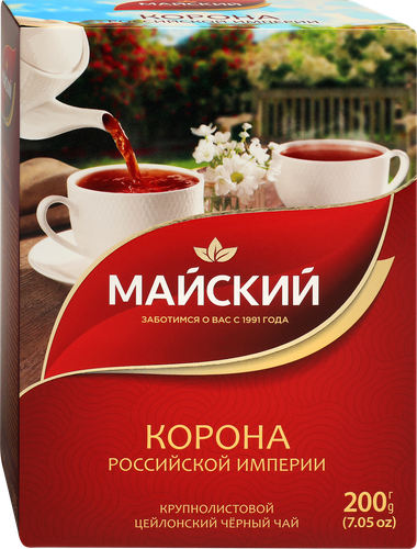 Чай черный МАЙСКИЙ Корона Российской Империи Цейлонский байховый листовой, 200г, детальное фото