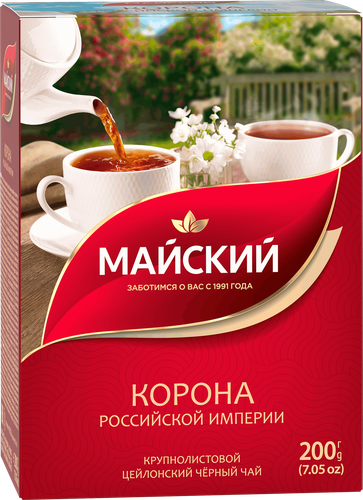 Чай черный МАЙСКИЙ Корона Российской Империи Цейлонский байховый листовой, 200г, фотография