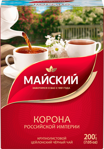 Чай черный МАЙСКИЙ Корона Российской Империи Цейлонский байховый листовой, 200г, картинка