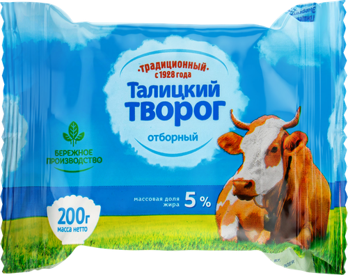 Творог ТАЛИЦКИЙ Отборный Традиционный 5%, без змж, 200г, детальное фото