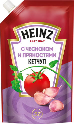 Кетчуп HEINZ с чесноком и пряностями, 320г, крупный план