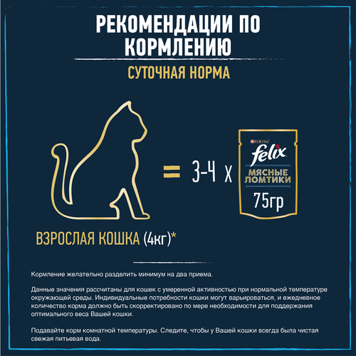 Корм влажный для взрослых кошек FELIX Мясные ломтики с&nbsp;курицей в соусе, 75г, детальное фото
