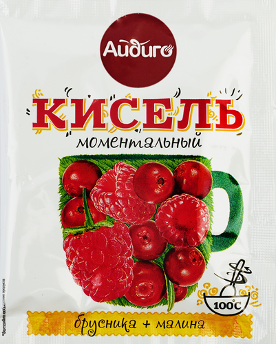 Кисель моментального приготовления АЙДИГО брусника и малина, 30г, крупный план