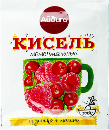 Кисель моментального приготовления АЙДИГО брусника и малина, 30г, фотография