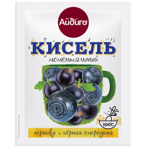 Кисель моментального приготовления АЙДИГО черника и черная смородина, 30г, крупный план