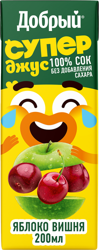 Сок ДОБРЫЙ Active kid Супер Джус Яблоко, вишня, 0.2л, детальное фото