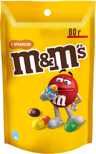 Драже M&M'S Арахис, 80г, крупный план