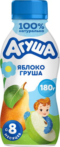 Йогурт питьевой детский АГУША Яблоко, груша 2,7%, с 8 месяцев, без змж, 180г, вид