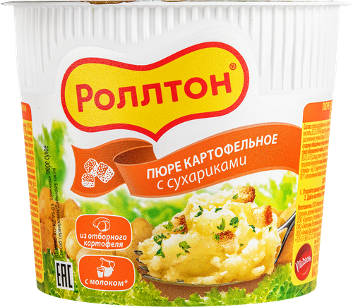 Пюре картофельное РОЛЛТОН с сухариками, 40г, картинка