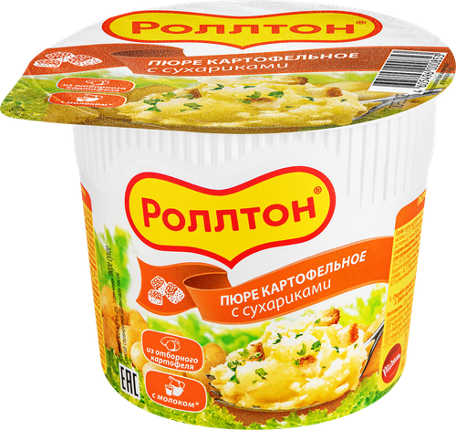 Пюре картофельное РОЛЛТОН с сухариками, 40г, крупный план