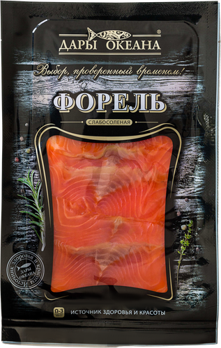 Форель слабосоленая ДАРЫ ОКЕАНА ломтики, 100г, фотография
