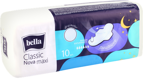 Прокладки BELLA Classic Nova Maxi, 10шт, крупный план