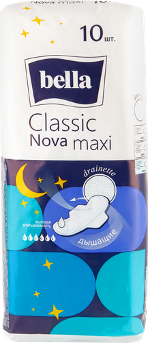 Прокладки BELLA Classic Nova Maxi, 10шт, крупный план